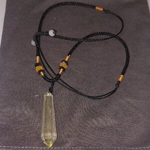 Black and Gold Crystal Pendant Necklace.